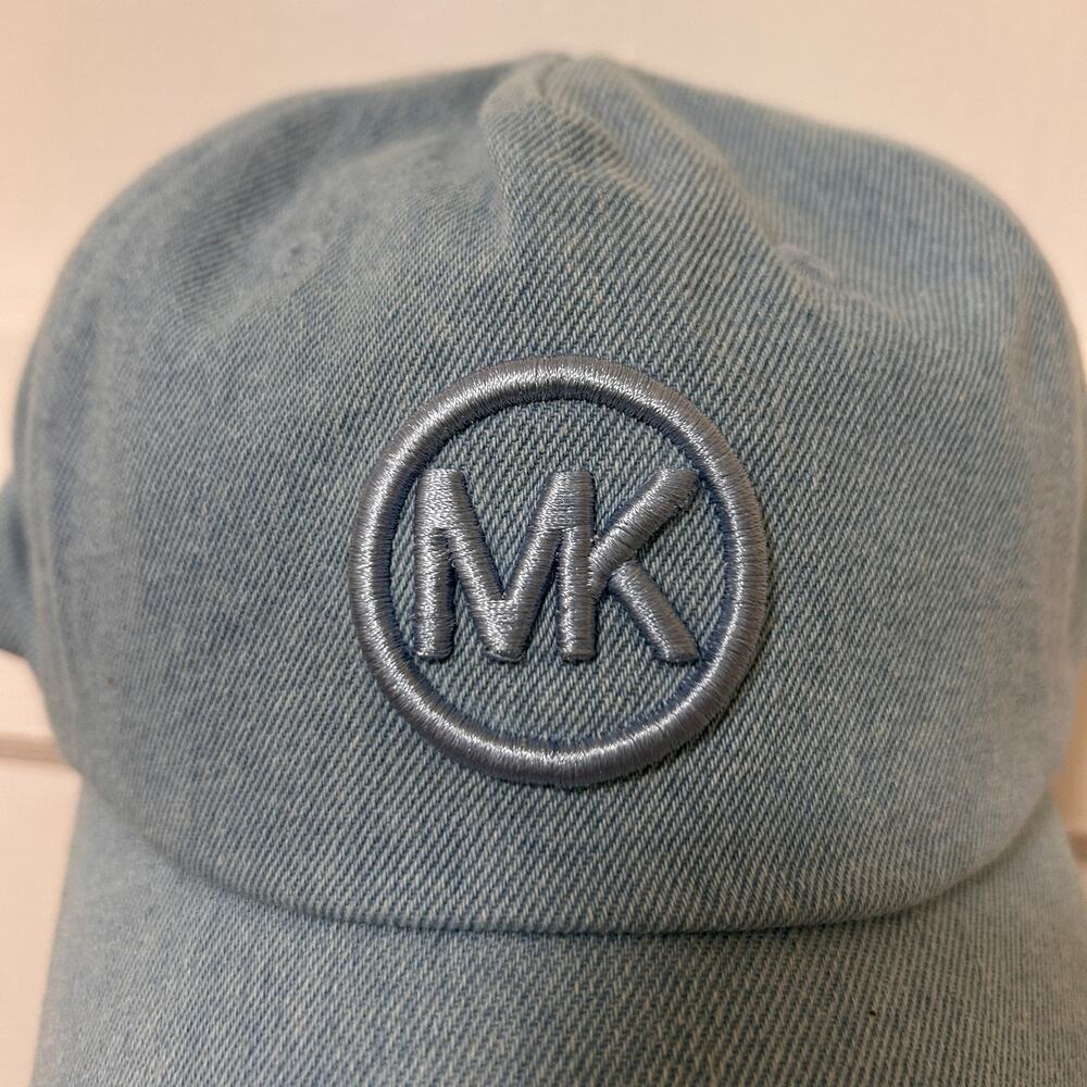 NWT Michael Kors Women's Adjustable Light Blue Denim Baseball Cap One Size
